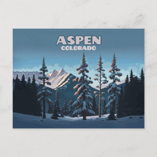 Carte Postale Aspen Colorado Arbres Montagnes de Neige Rétro