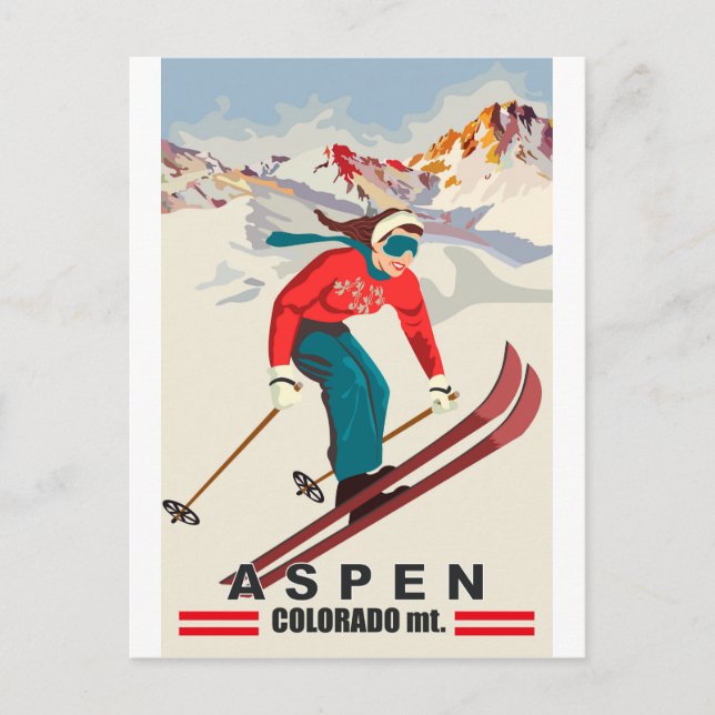 Carte Postale Aspen Ski, Colorado Mountains (Devant)