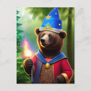 Carte Postale Assistant Ours avec canne à feu