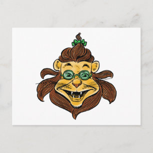Carte Postale Assistant vintage d'Oz, Lion portant des lunettes 