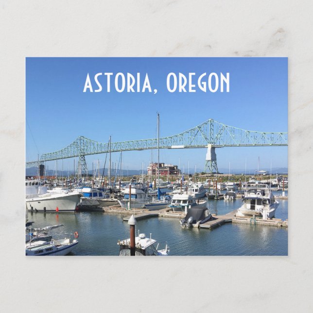 Carte Postale Astoria, Oregon, avec pont et marina (Devant)
