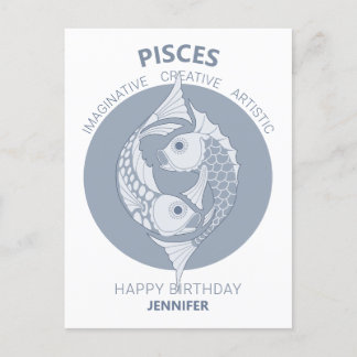 Carte Postale Astrologie Pisces Art Nouveau CC0026 Joyeux annive
