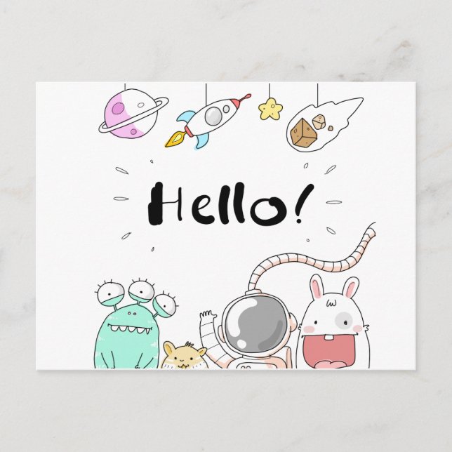 Carte Postale Astronaut Cosmonaut rocket/raket Postcard (Devant)