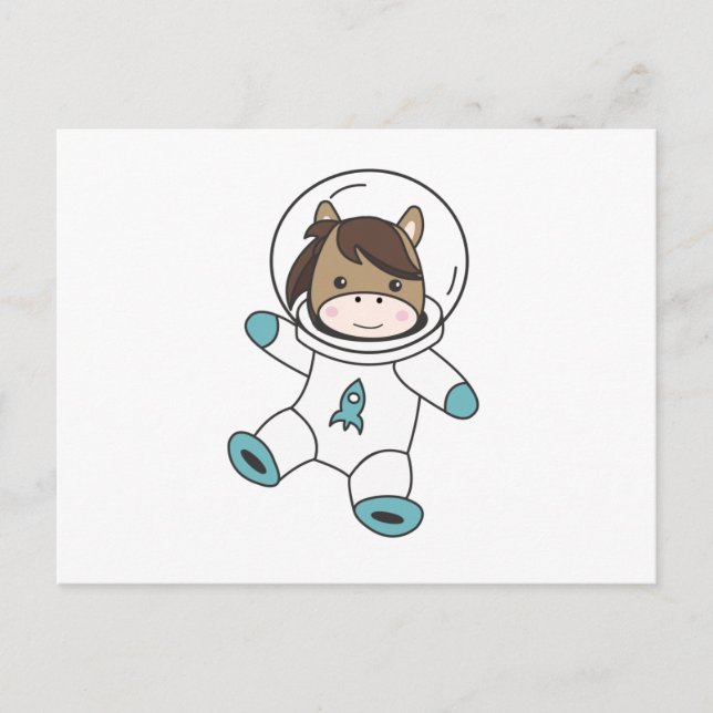 Carte Postale Astronaut Horse Ponny Planet Terre Mars (Devant)