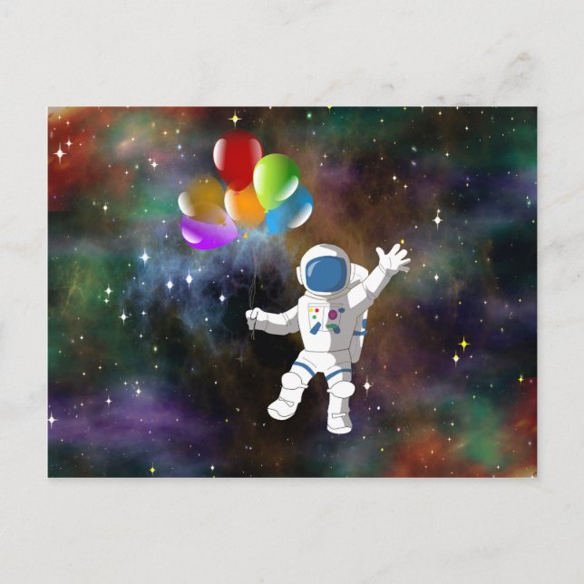 Carte Postale Astronaute avec Ballons (Devant)
