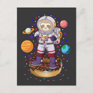 Carte Postale Astronaute de la Sloth spatiale Galaxy Planet Donu
