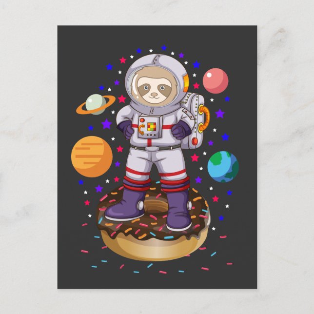 Carte Postale Astronaute de la Sloth spatiale Galaxy Planet Donu (Devant)
