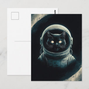 Carte Postale Astronaute Galaxie Planète Espace Chat Chaton Mino