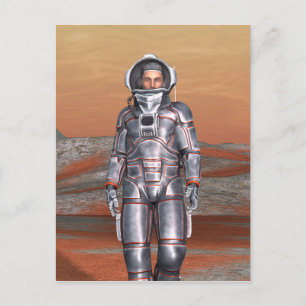 Carte Postale Astronaute Mars - Explorateur spatial sur une plan