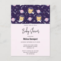 Astronautes de Kitty Chat Mignon Motif Baby Shower