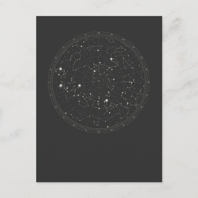 Carte Postale Astronomie Sky Map Stars Horoscope Constellation (Devant)