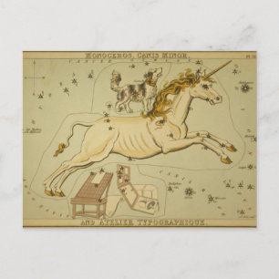 Carte Postale astronomie vintage astrologie Monoceros unicorne