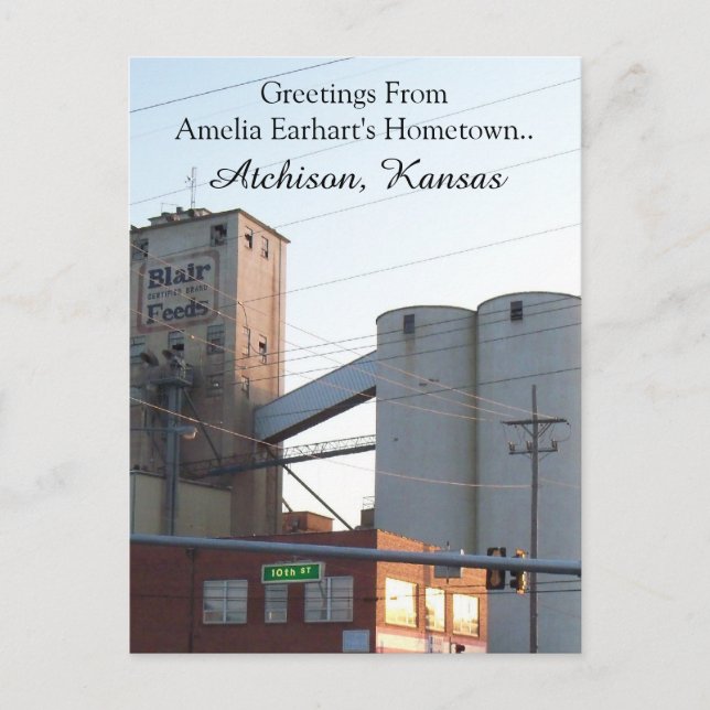 Carte Postale Atchison Kansas Hometown Amelia Earh (Devant)
