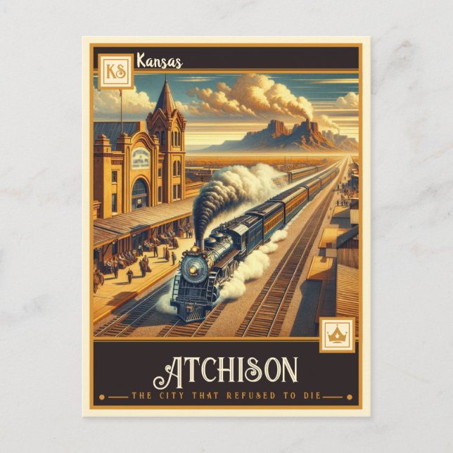 Carte Postale Atchison, Kansas | VINTAGE (Devant)