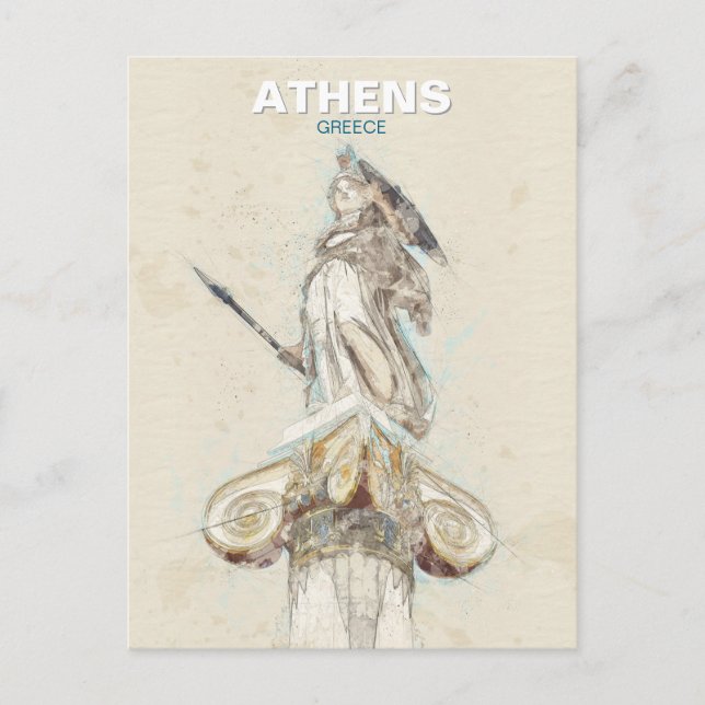 Carte postale Athena Statue Sketch - Grèce antique (Devant)