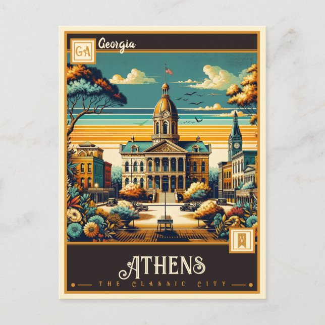 Carte Postale Athènes, Géorgie | VINTAGE (Devant)