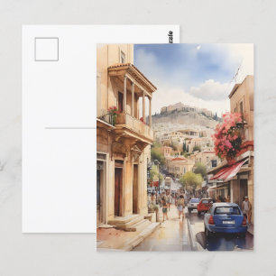 Carte Postale Athènes Grèce aquarelle