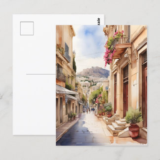 Carte Postale Athènes Grèce aquarelle
