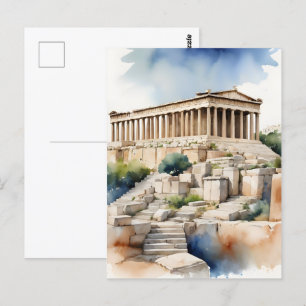 Carte Postale Athènes Grèce aquarelle