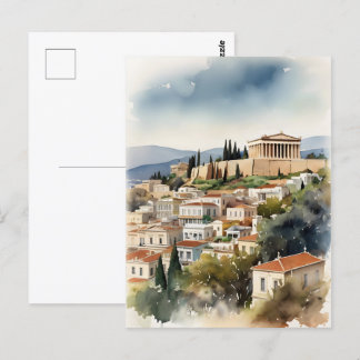 Carte Postale Athènes Grèce aquarelle