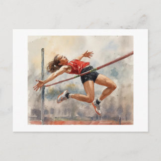 Carte Postale Athlete Clearing High Jump Bar, 