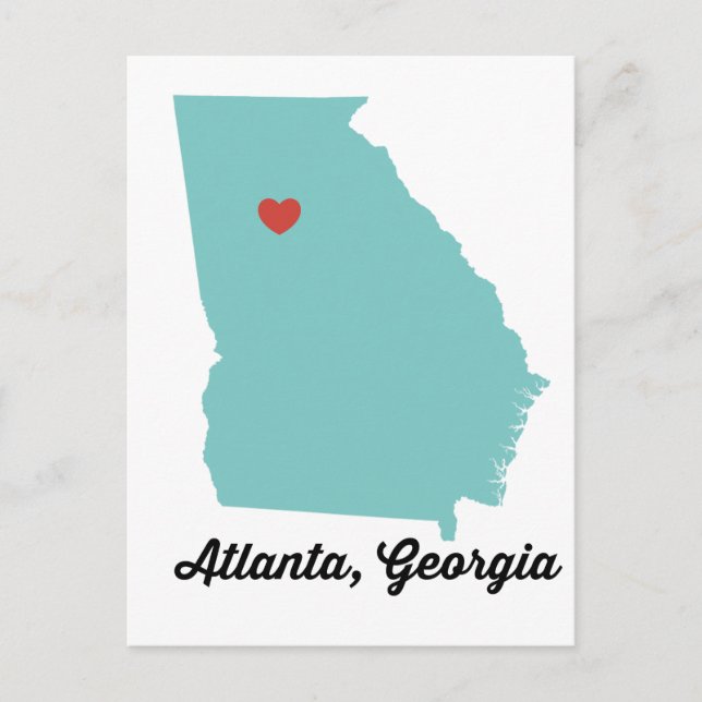 Carte Postale Atlanta, GA - coeur graphique Atlanta Géorgie desi (Devant)