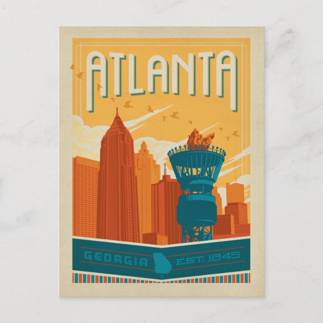 Carte Postale Atlanta, GA - EST. 1845 (Devant)