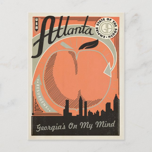 Carte Postale Atlanta, GA - Georgia on my Mind (Devant)