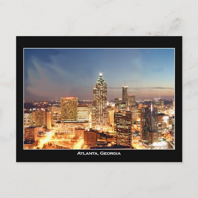 Carte Postale Atlanta, Georgia at Night - Belle Skyline (Devant)