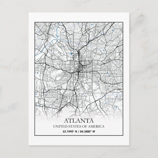 Carte Postale Atlanta Georgia USA Travel City Plan (Devant)