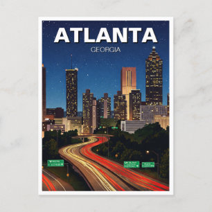 Carte Postale Atlanta Géorgie à Night Travel