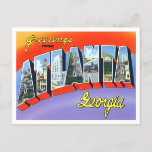 Carte postale Atlanta, Géorgie Vintage Big Letters