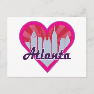 Carte Postale Atlanta Skyline Sunburst Heart