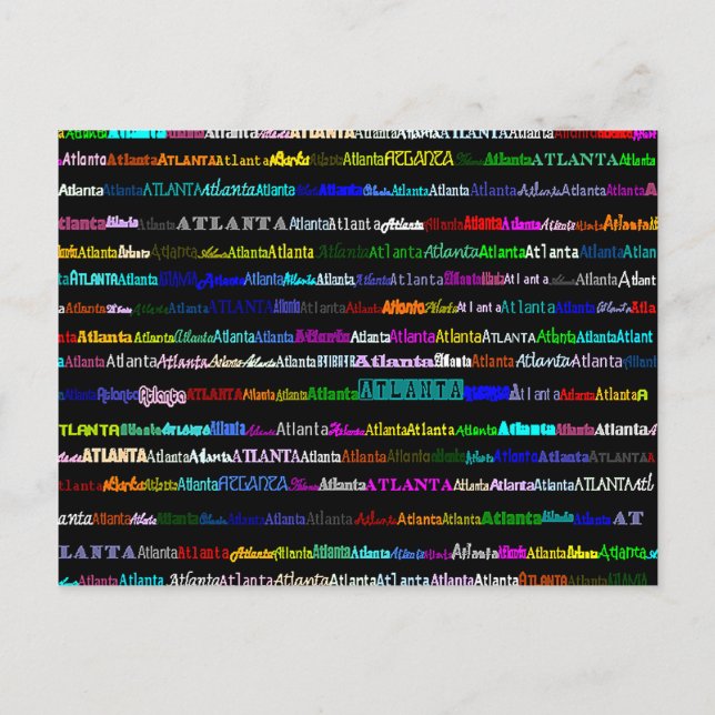 Carte postale Atlanta Text Design I (Devant)