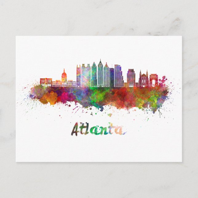 Carte Postale Atlanta V2 skyline in watercolor (Devant)