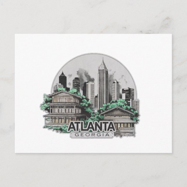Carte Postale Atlanta Ville Géorgie États-Unis (Devant)