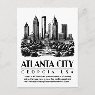 Carte Postale Atlanta Ville Géorgie États-Unis