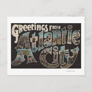 Carte Postale Atlantic City, New Jersey - Scènes de grandes lett