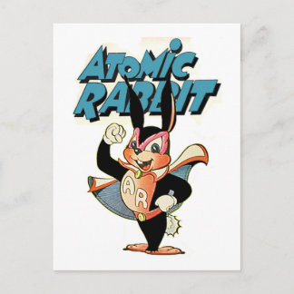 Carte Postale Atomic Rabbit humoristique dessin animé superhéros