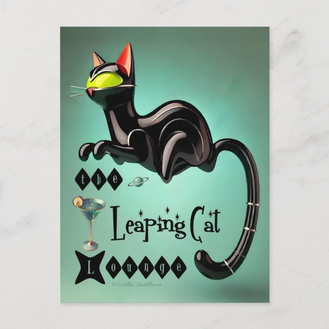 Carte Postale Atomique Futuriste Le Leaping Cat Lounge (Devant)
