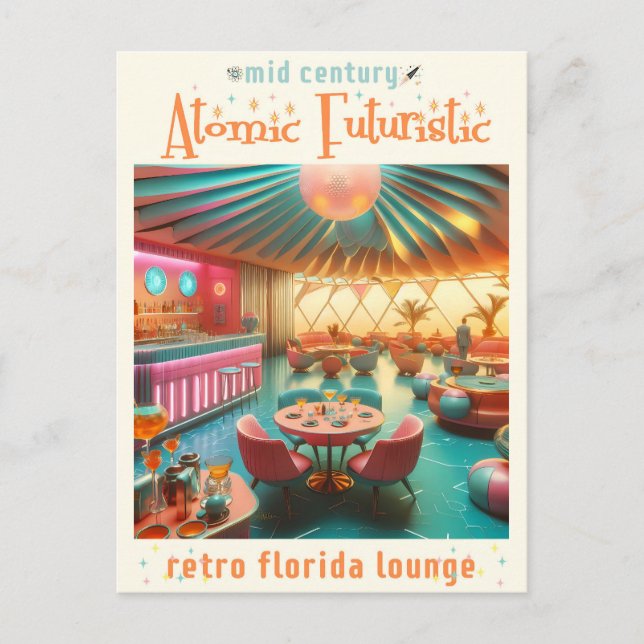 Carte Postale Atomique Futuriste Retro Florida Lounge (Devant)