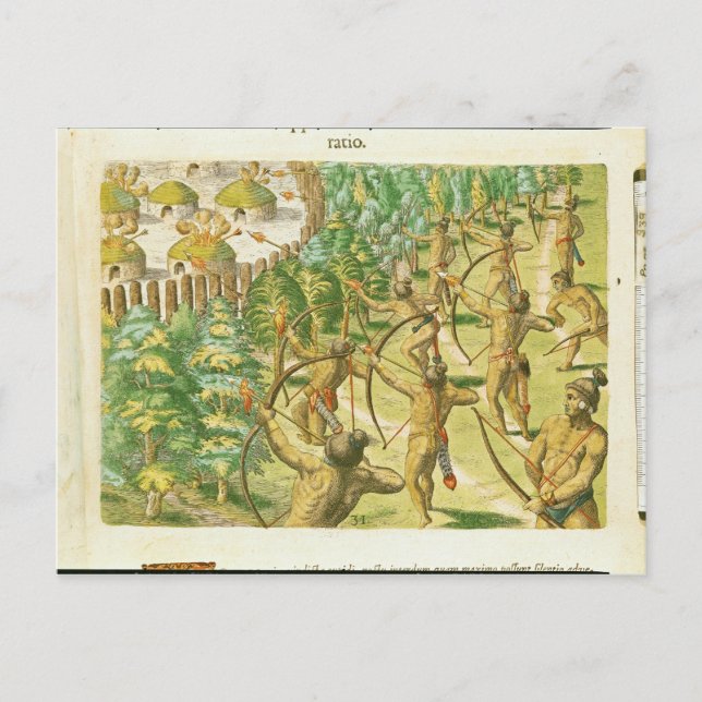 Carte Postale Attaque contre un village indien (Devant)