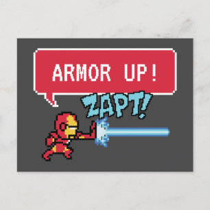 Carte Postale Attaque de l'homme en fer à 8 bits - Armor Up!