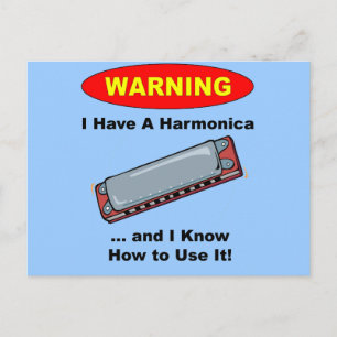 Carte Postale Attention! J'Ai Une Harmonica ...