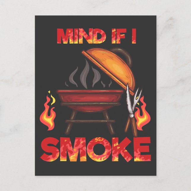 Carte Postale Attention si je fume de la viande fumeur amusant t (Devant)