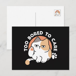 Carte Postale Attitude de Chat Paresseux – Trop Ennuyé pour S'en