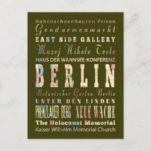 Carte Postale Attractions & Lieux célèbres de Berlin, Allemagne.