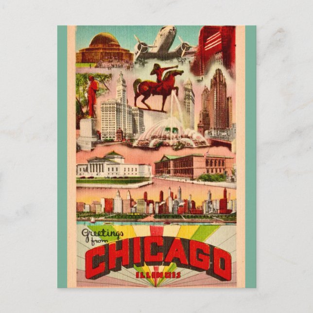 Carte Postale Attractions Rétro Chicago  (Devant)
