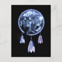 Attrape-rêves de loup Lune Amérindien Loups