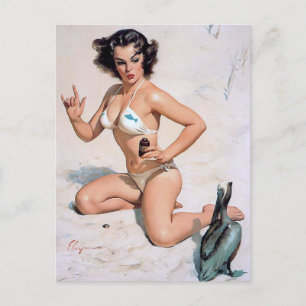 Carte Postale Au Beach Pin Up